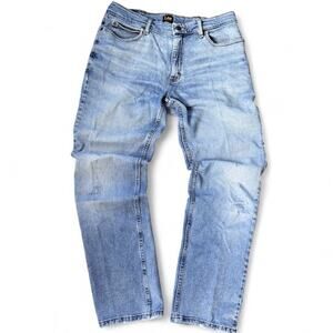 Lee Relaxed Fit Jeans Mens 34x32 Light Wash Straight Denim